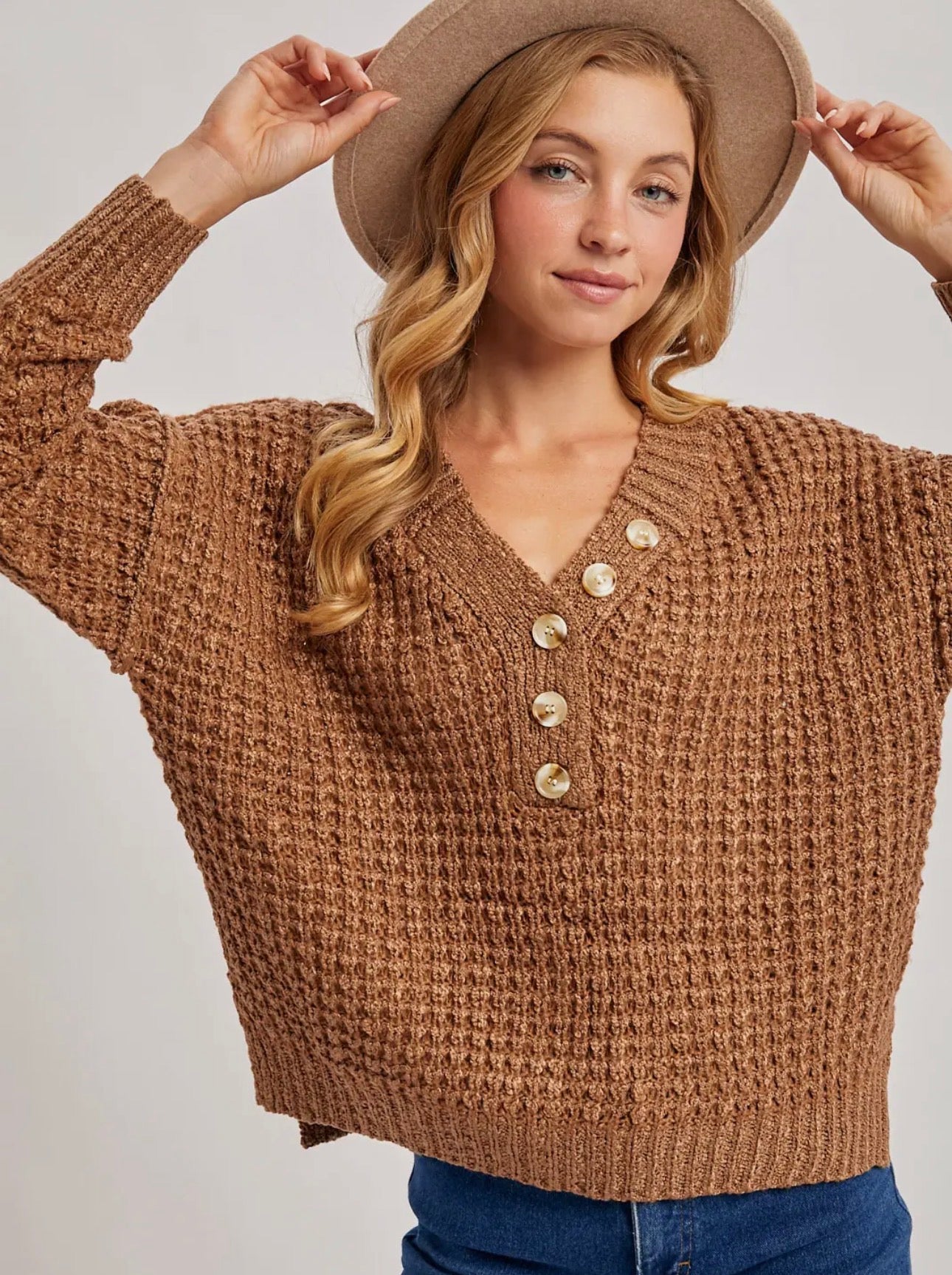 Thermal Henley Sweater Top