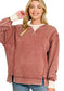Fall Acid Washed Contrast Trim Sweatshirt