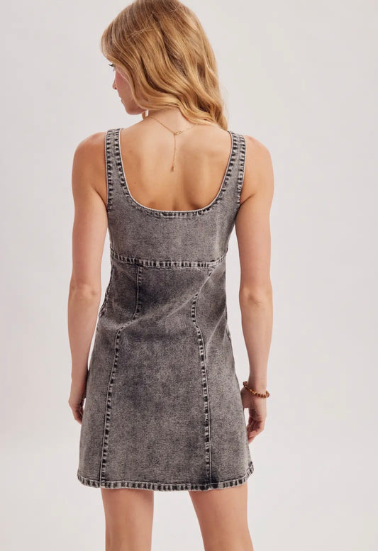 Square Neck Denim Dress