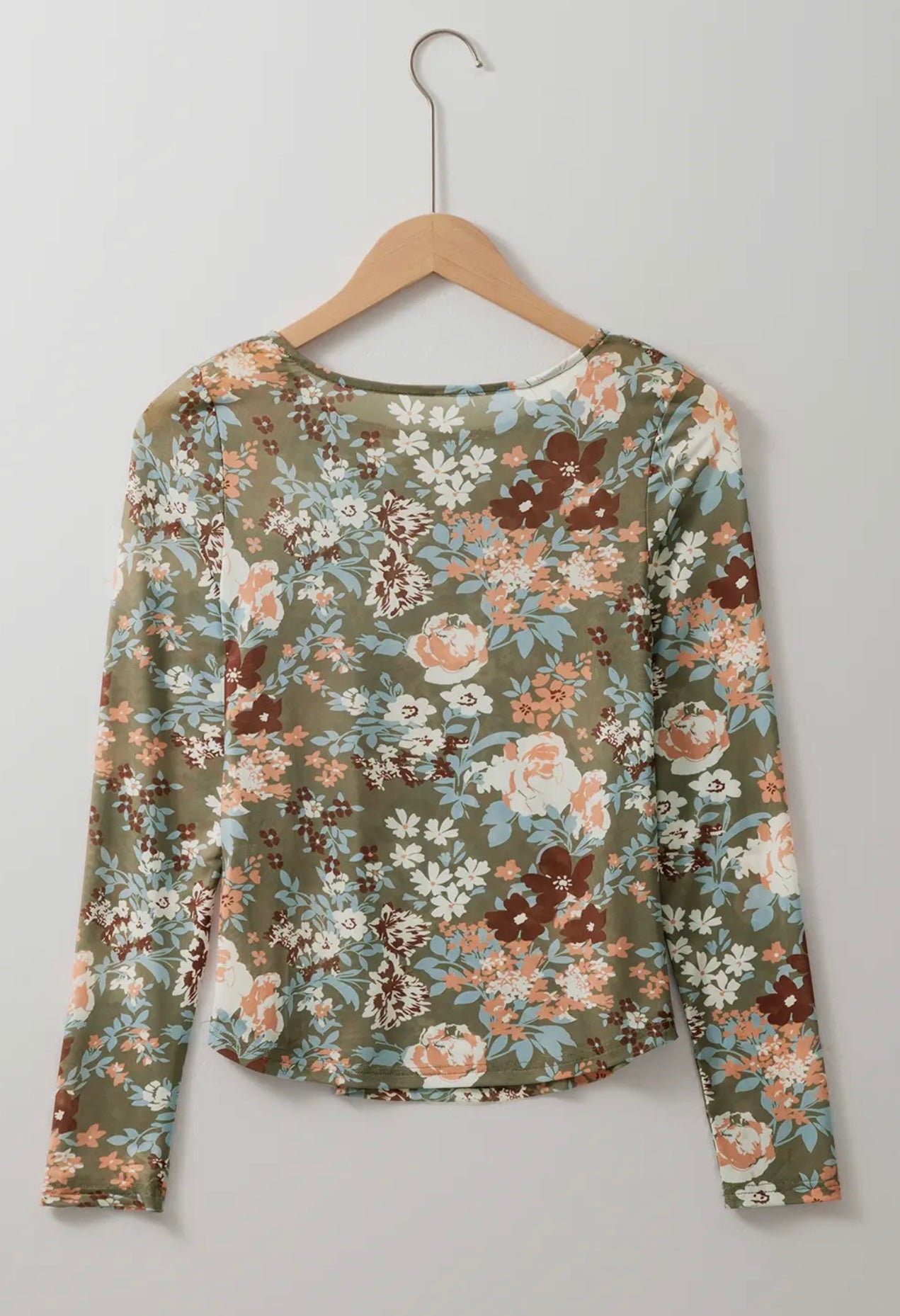 Floral Print Mesh Top