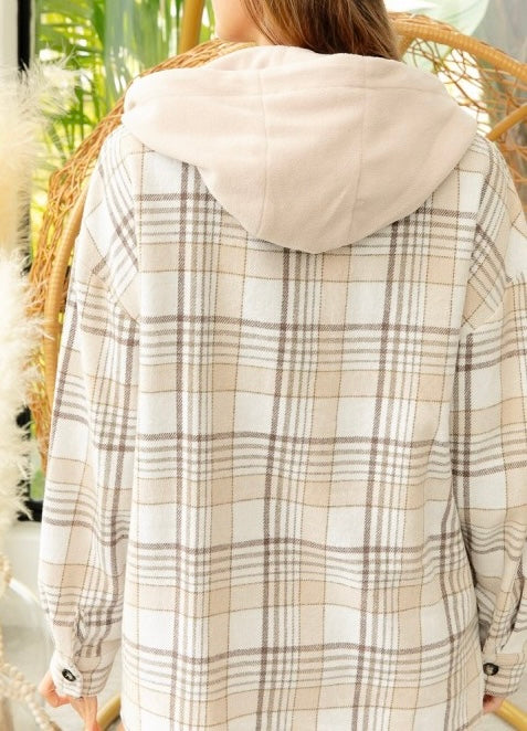 Drew Plaid Shacket Flannel with Detachable Hood