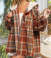Cognac Plaid Super Soft Hooded Shacket