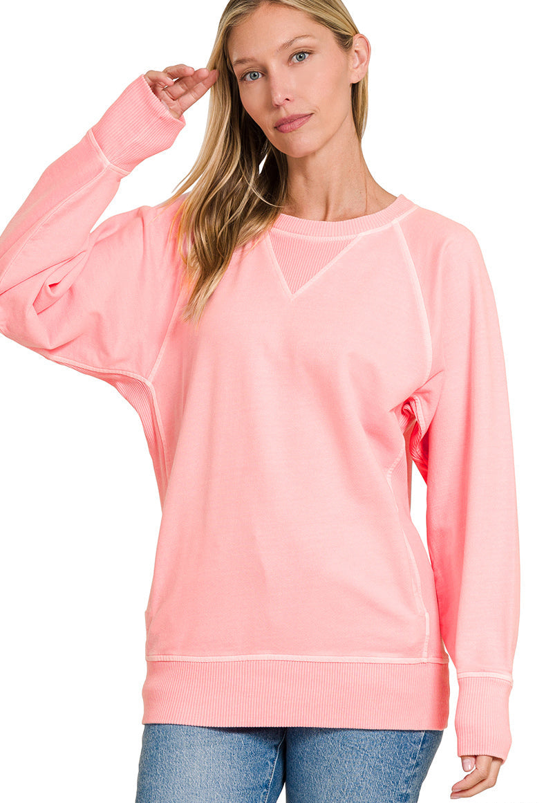 Pigment Dyed Pullover with Pockets