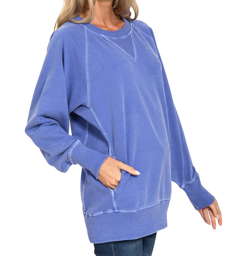 Pigment Dyed Pullover with Pockets