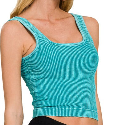 Stone Washed Ribbed Tank